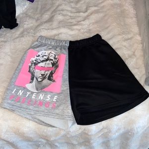 Pink and black shorts